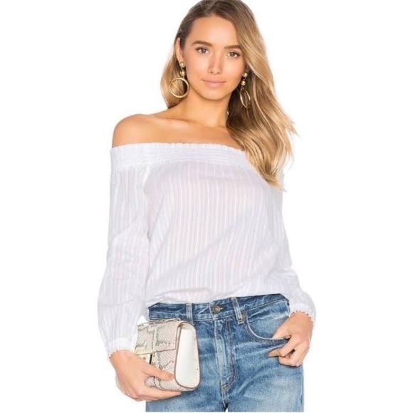 Rag & Bone WHITE Off Shoulder Cotton DREW TOP - Picture 1 of 12